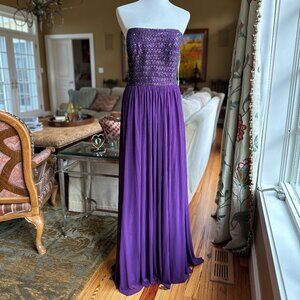 Madison James Strapless Purple Beaded Tulle Gown - Style 19-120 - Size 16 - NWT